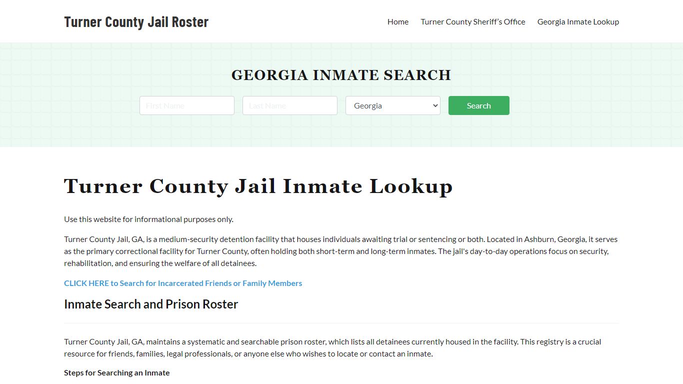 Turner County Jail Roster Lookup, GA, Inmate Search